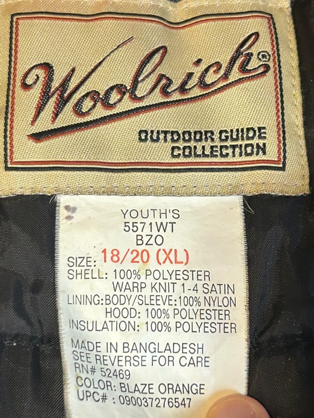 Woolrich Youth XL Blaze Orange Hooded Hunting Jacket Insulated Coat - Picture 8 of 16